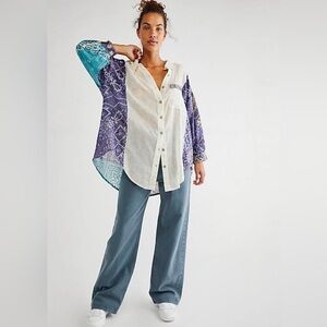 Free People Sun Valley Bandana Cotton Tunic Buttondown Shirt